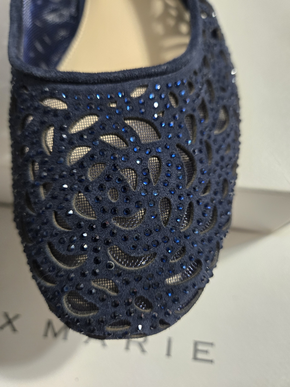 Alex Marie Navy Crystal Laser-Cut Flat
